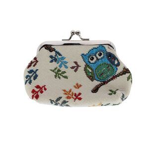 CTM Women's Owl Themed Tapestry Coin Purse Wallet